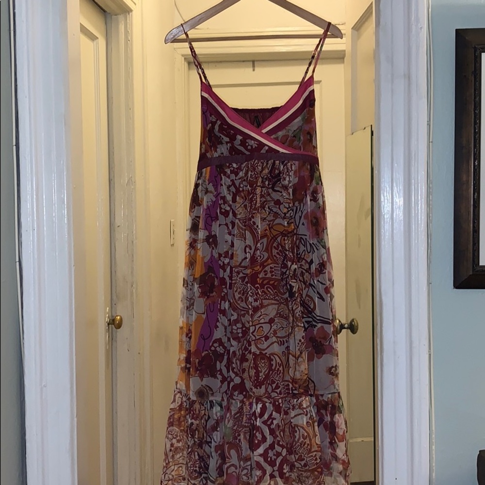 Silk floral midi dress size 10